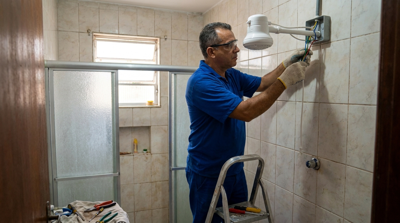 Substituição de Chuveiro Antigo em São José dos Campos‑SP